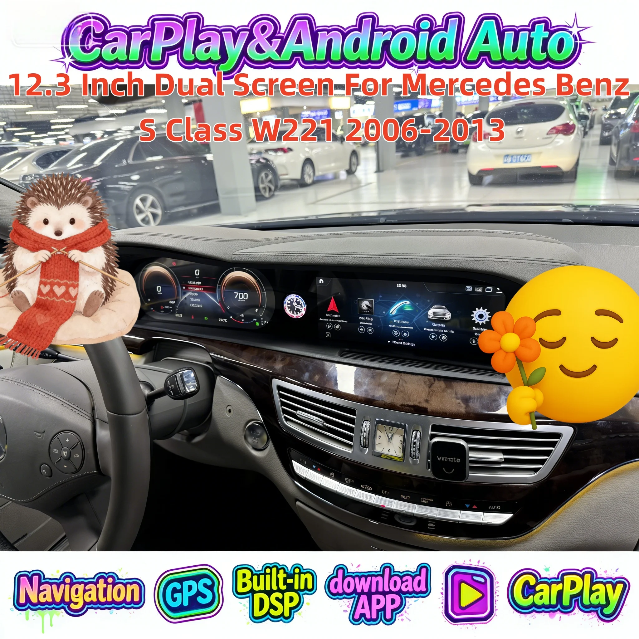 

Автомобильное радио на базе Android, беспроводное CarPlay для Mercedes Benz S Class W221 2006-2013, мультимедийный видеоплеер, сенсорный экран, стереосистема, 4G GPS