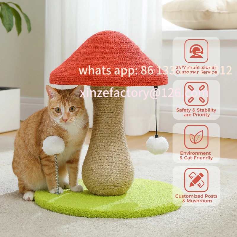 

Customizable Mushroom Cat Scratching Post, Cat Scratcher Cute with 100% Sisal Covered Scratching Post