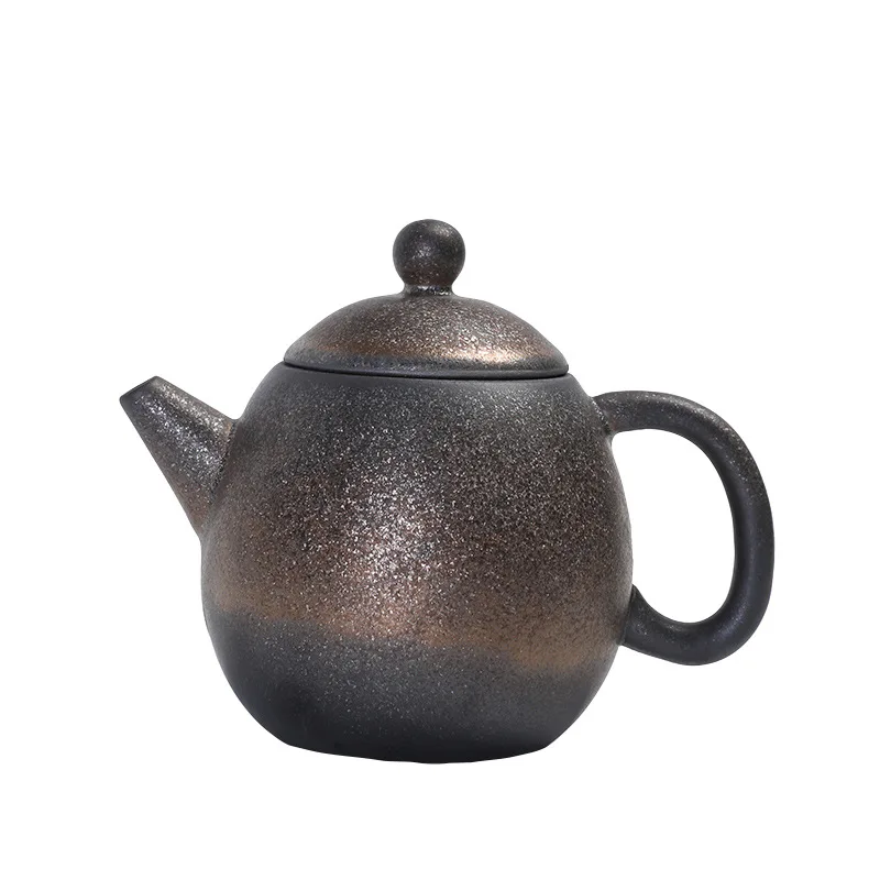 Vintage Teapot Handmade Glazed Ceramic Kung Fu Tea Set Office Teapot Chinese Retro Pottery Tea Ceremony Teaware Accessories