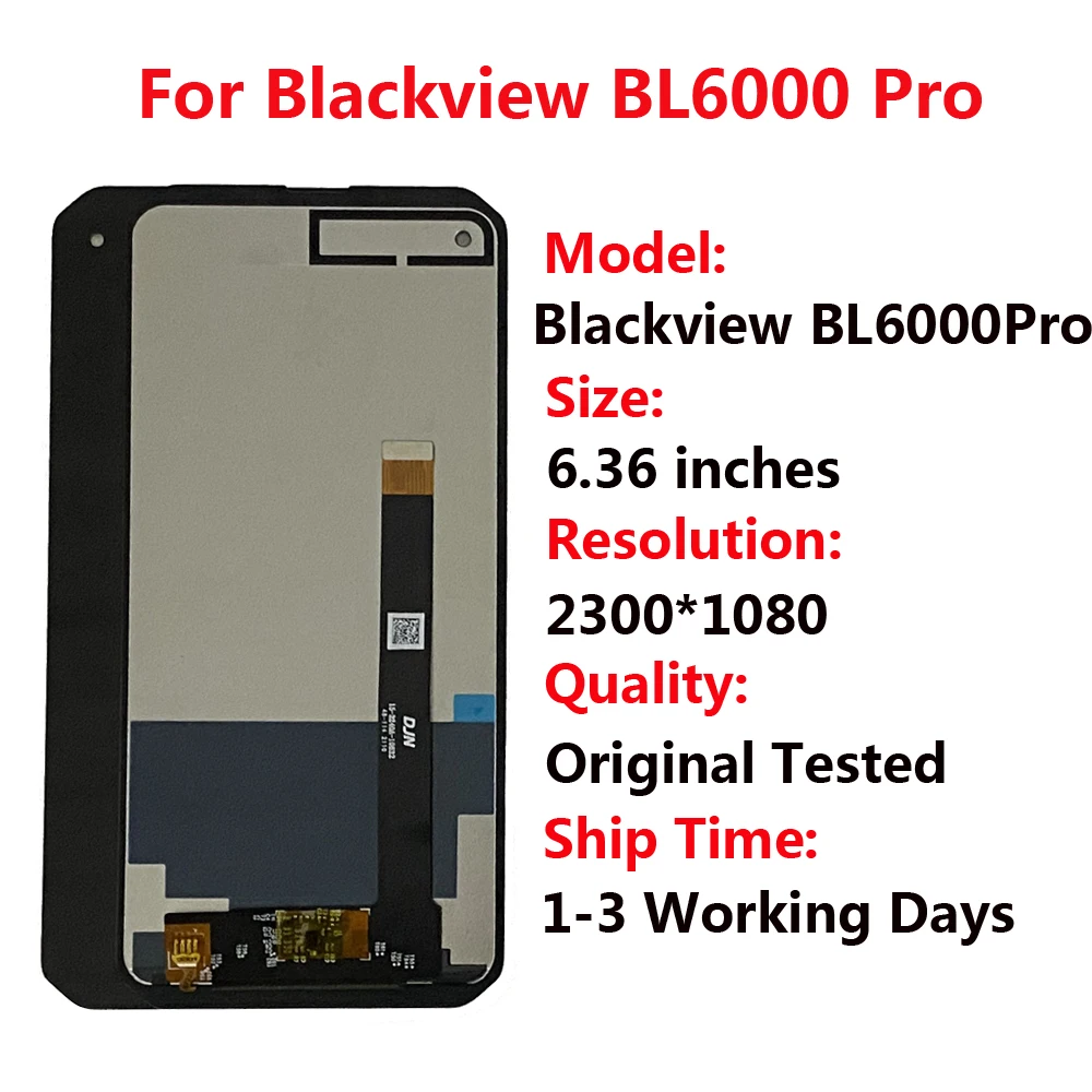 6.36" For Blackview BL6000 Pro LCD Display + Touch Screen Assembly Replacement No Frame For BL6000 Pro LCD Parts + Glue