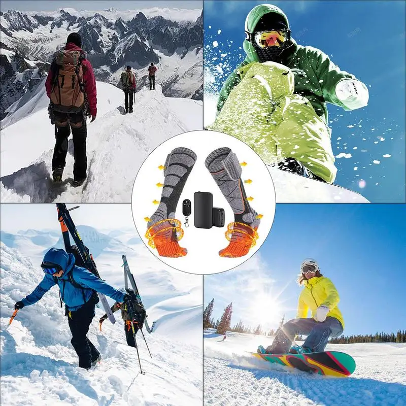 Podgrzewane skarpety elektryczny z 3 regulowanymi ustawieniami ogrzewania 3.7V 4000mAh akumulator elektryczny darmowy rozmiar podgrzewane skarpety