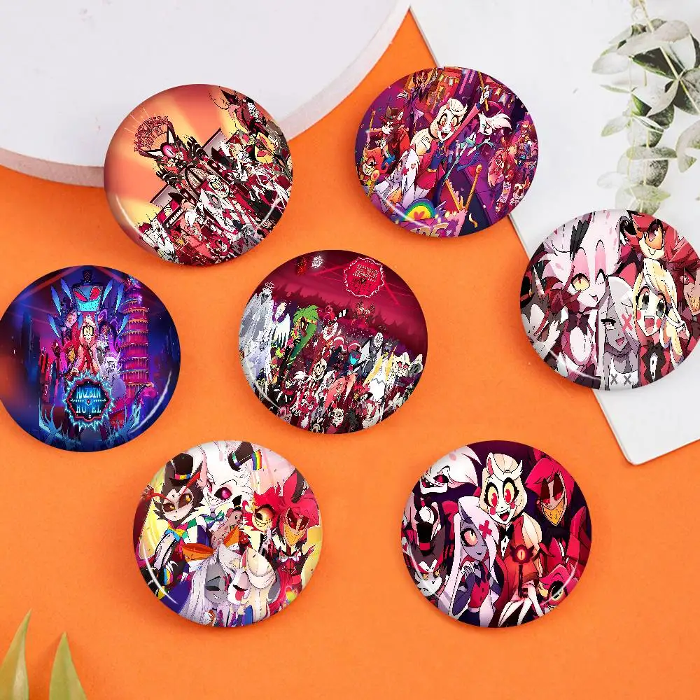 HazbinS H-Hotels أنيمي 58 مللي متر لطيف سلسلة دبابيس مضحك شارة مثيرة للاهتمام الكرتون الحيوانات دبابيس ظهره الملابس هدية الإكسسوار