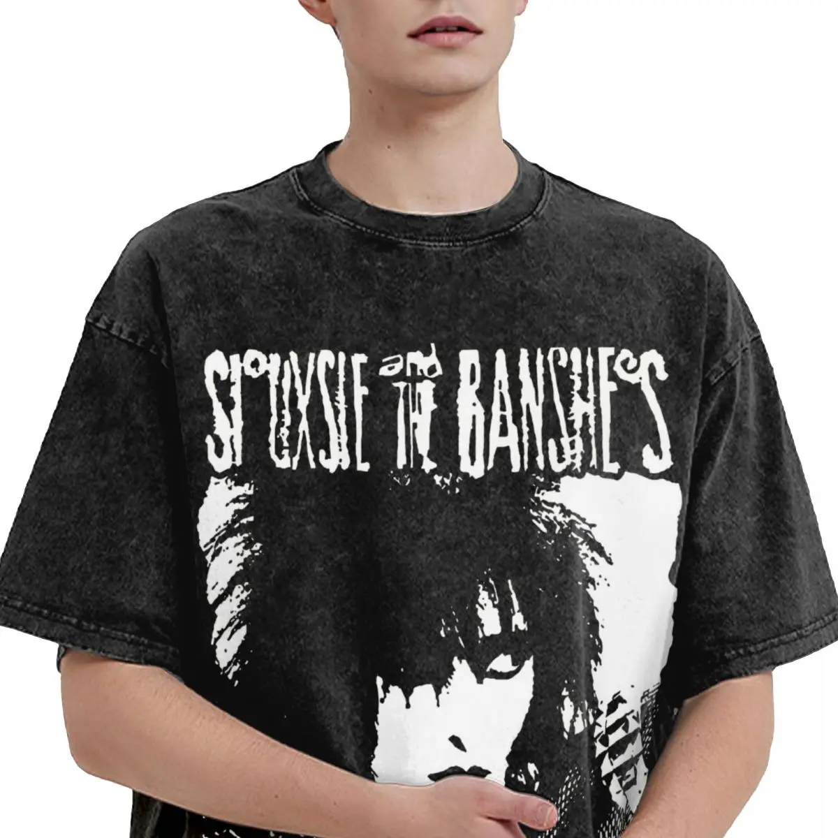 เสื้อยืดผู้ชาย siouxsie and The Banshees (4) ล้างเสื้อยืดฮิปฮอปฤดูร้อนเสื้อยืดออกแบบย้อนยุค Y2K เสื้อลำลองของขวัญ