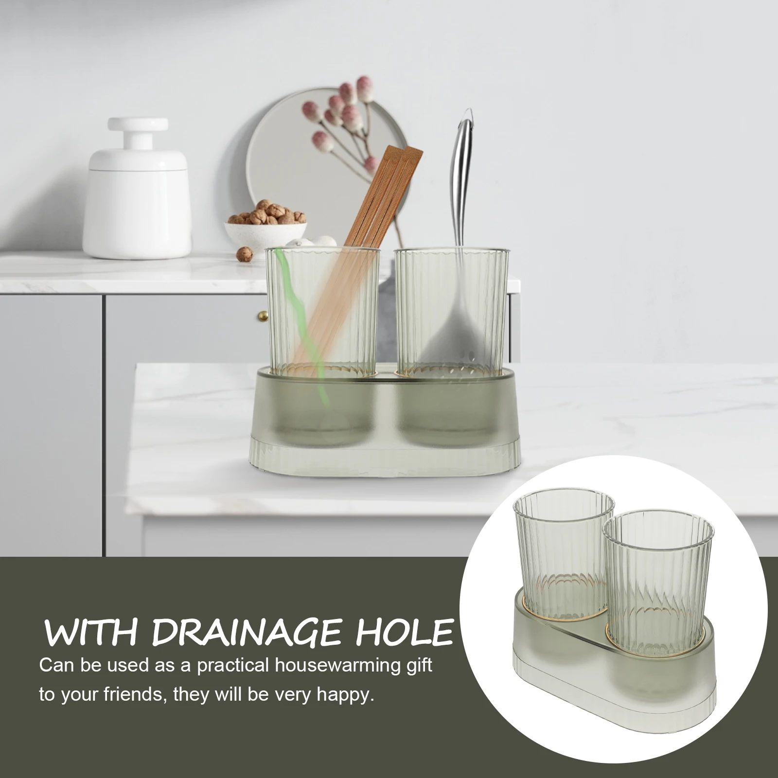 

Premium Chopstick Holder for Kitchen Cutlery Storage Container Drain Holes Desktop Utensil ganizer Space Saving