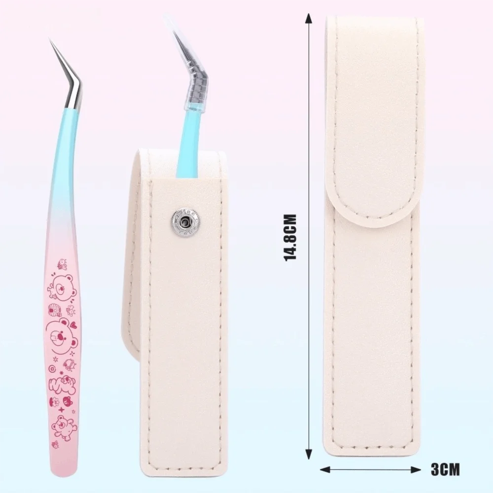 Stainless Steel Precision Tweezers Anti-static High Precision False Eyelash Tweezers Cartoon Non Slip Grip Craft Tweezers