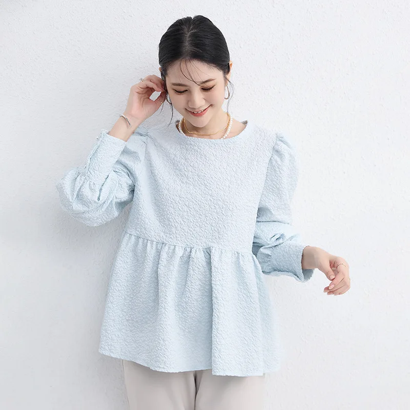 OCEANLOVE Japanese Style Solid Women Blouses Puff Sleeve Autumn Winter Sweet Retro Blusas Mujer Loose Ruffles Elegant Shirts