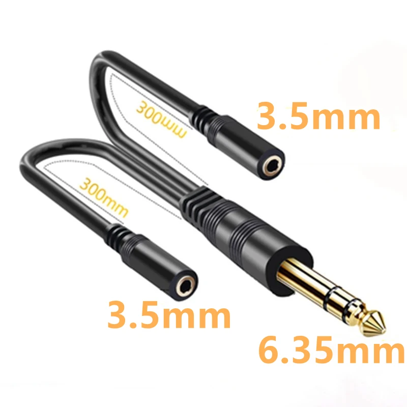 6.35mm 1/4 Cal TRS do podwójnego 3.5mm Adapter gniazda Jack 6.35 1 do 2 Y kabel splittera przewód Audio Aux do wzmacniacza głośników mikser