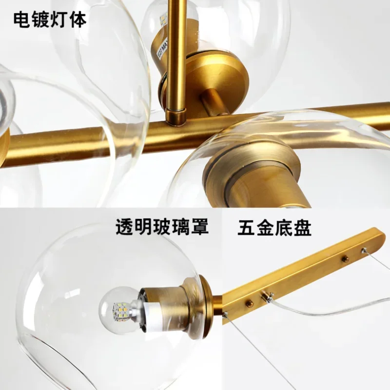 الشمال الزجاج مطعم قلادة أضواء طويلة لغرفة الطعام المطبخ بار الثريا ديكور المنزل إضاءة داخلية Lusters تركيبات #4