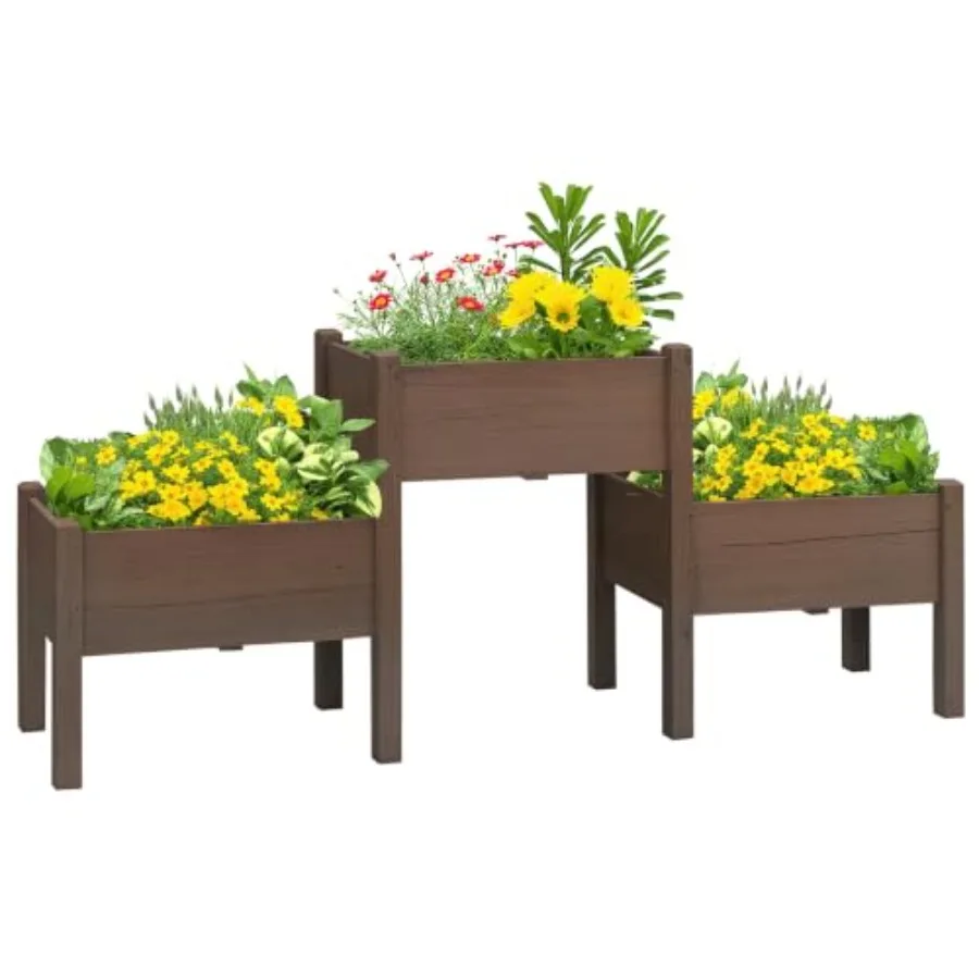 Raised Garden Bed with 3 Planter Box Elevated Plant Stand
