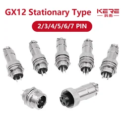 GX12 2/3/4/5/6/7Pin Nut Type Aviation Plug 12mm Circular Socket  Male & Female Electric Power Panel M12 Connector