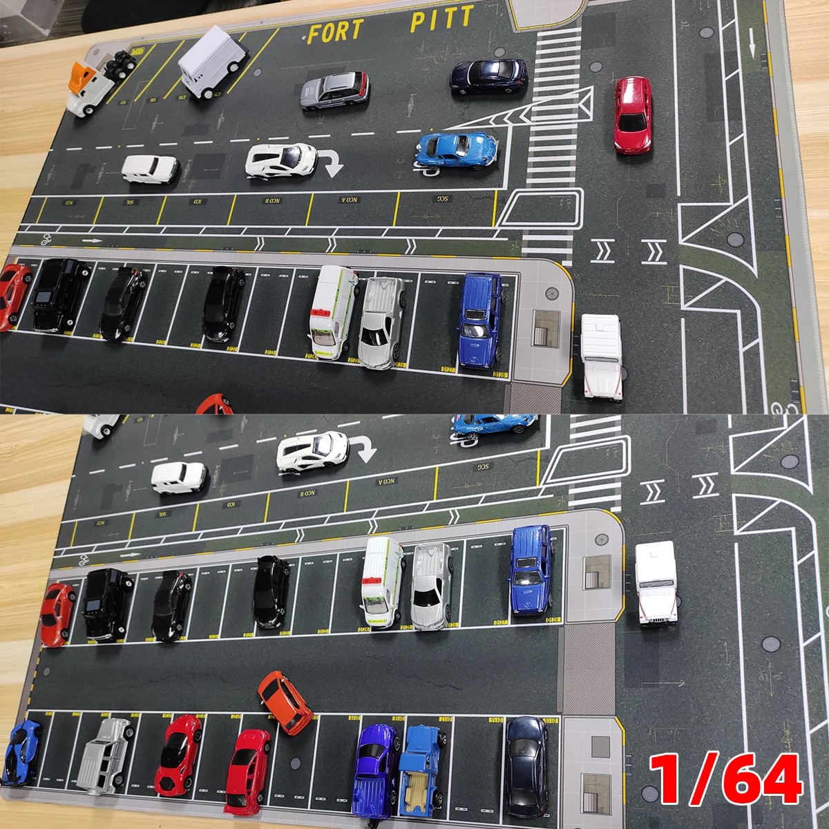 Architektonisches Miniatur-Diorama Pittsburgh Parkplatz Garage Ausstellungsständer Matte für Auto-Miniaturmodellbausatz 1/64 – Detail 1