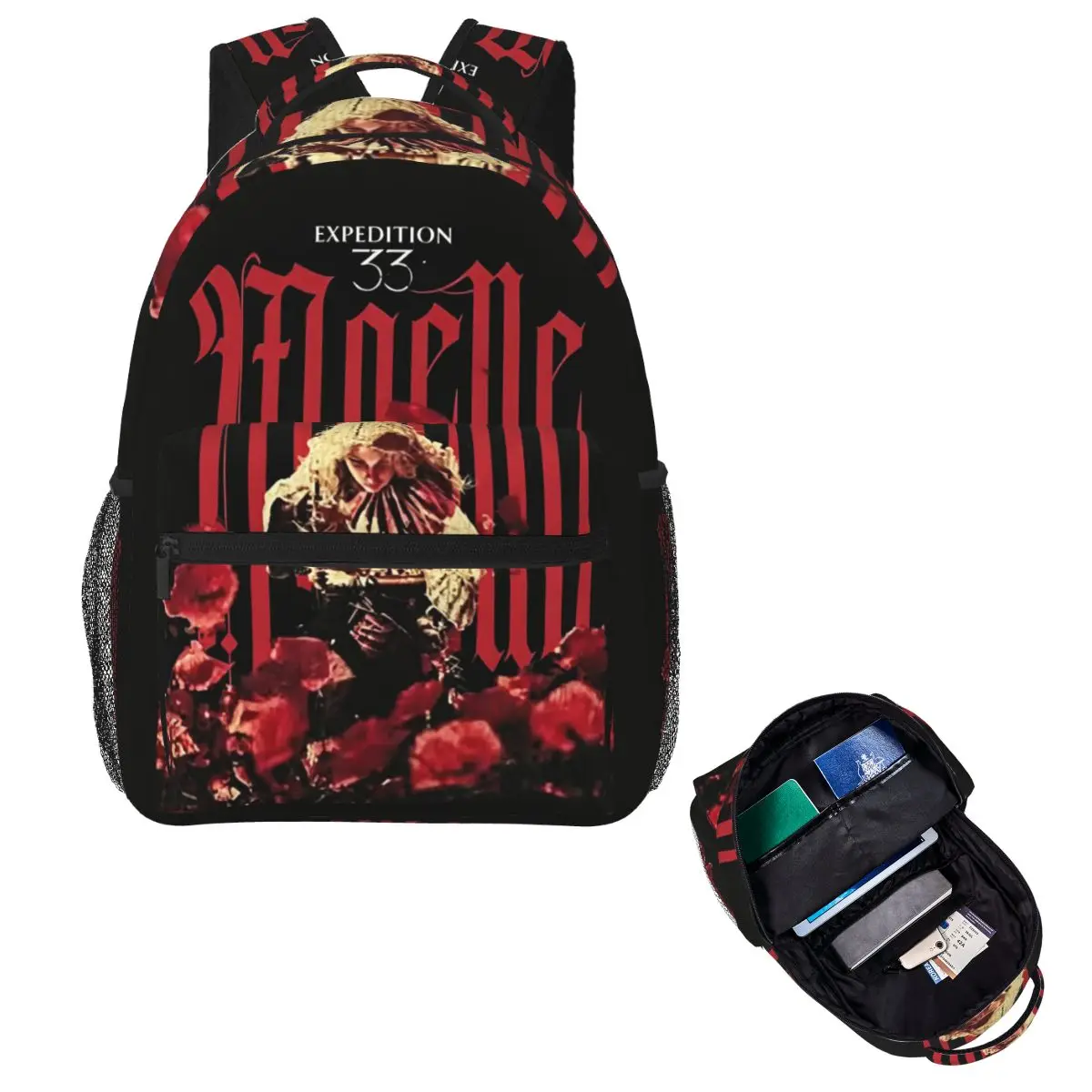 Maelle Expedition 33 Pattern Dark Fantasy Anime Student Backpack School Bag Hiking Daypack for Boys Girls Bookbag Shoulder Bags