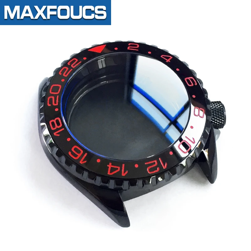 For SKX007 SRPD51 SKX173 Watch Case Stainless Steel Shiny  Ceramic Bezel Insert Mineral Glass Double Dome Watch Parts