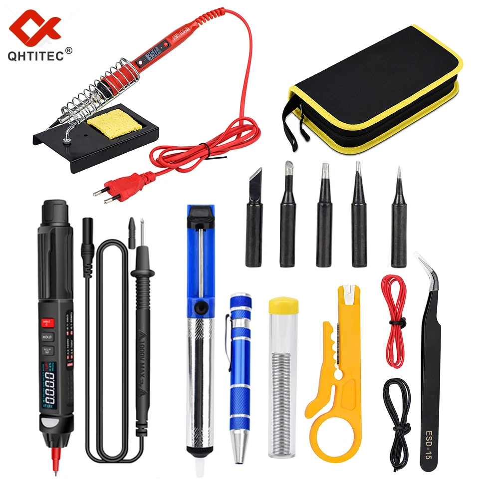 QHTITEC Mini Multimeter Smart Digital Pen NCV True RMS HZ Temperature Automatic Meter 6000 Counts AC DC Voltage Frequency Tester