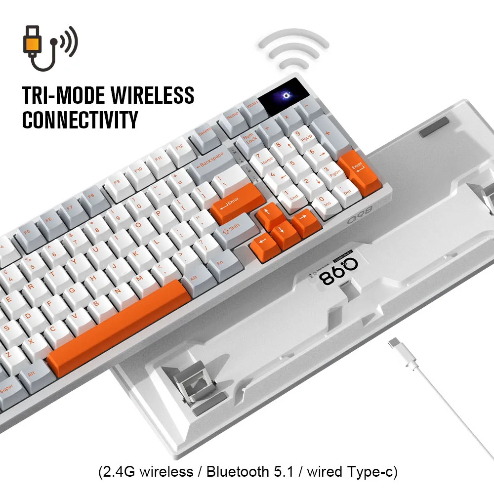 for SAMA Mechanical Keyboard BT5.0 2.4G USB-C Hot-Swap Socket 4000mAh Battery RGB PC Wireless Gaming Keyboard with Mini Display