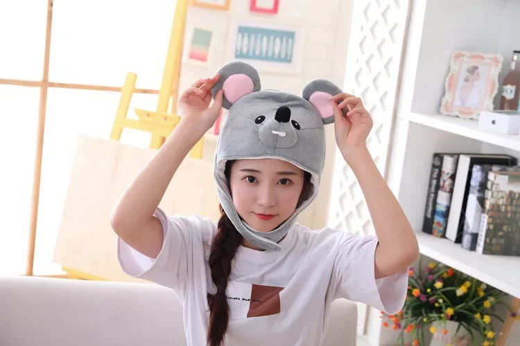 43cm Cosplay Simulation lovely mouse head Cartoon headgear photo performance props Stuffed Plush Toys costume party girl gift