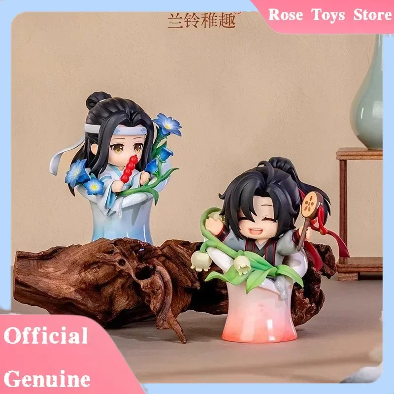 Brinquedos genuínos mo dao zu shi porcelana rima flor linguagem série caixa cega wei wuxian estatueta coletar bonecas caixa mistério presente