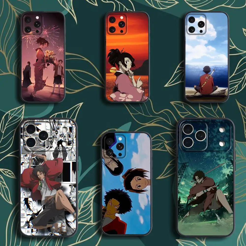 

Samurai C-Champloo-ES Phone Case For iPhone 17,16,15,14,13,12,Pro,Max,Plus,E,SE4,Air,Mini Black Soft Box