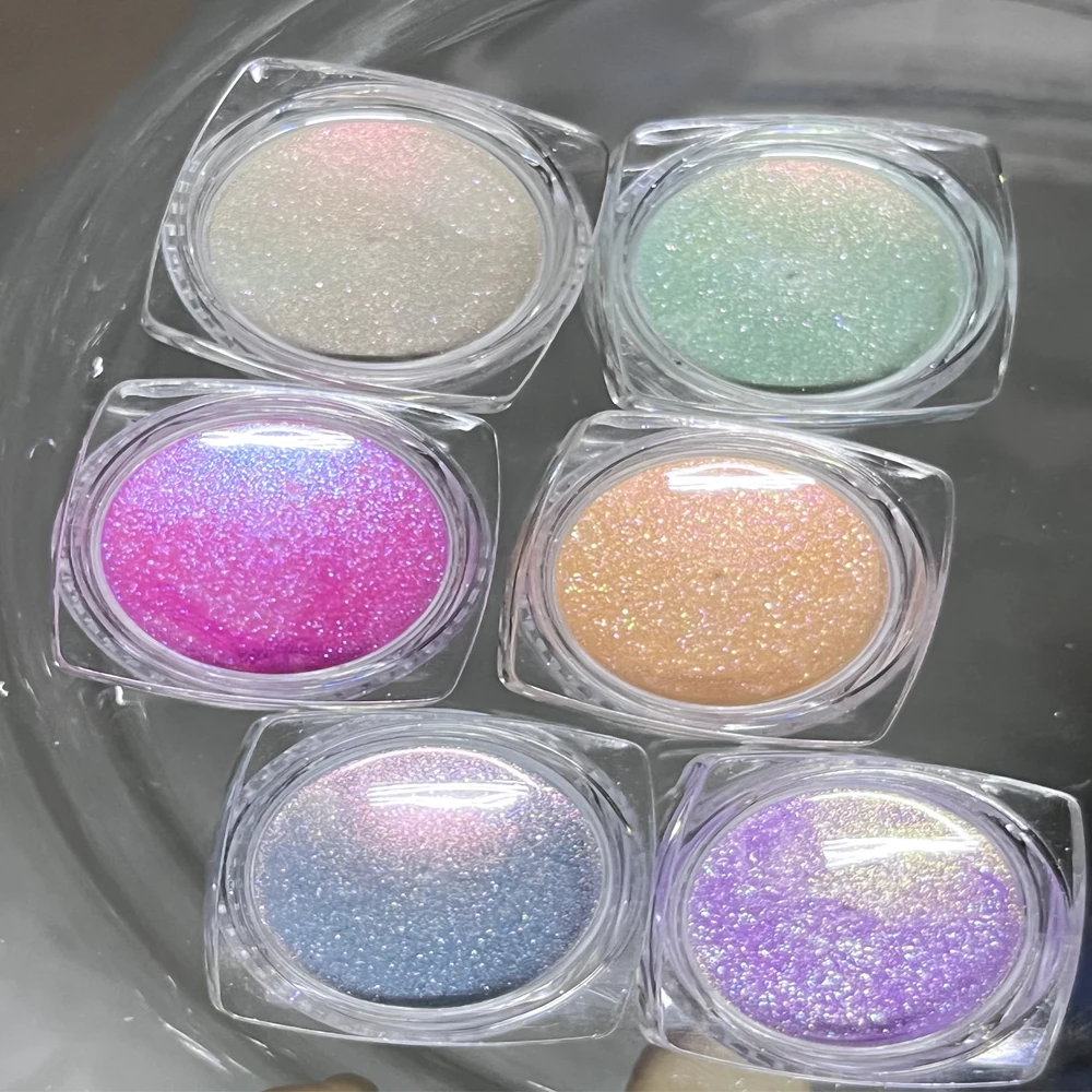 6 colori/set Specchio Scintillante Camaleonte Polvere Glitter per unghie Aurora Opale Specchio magico Olografico Cromo Pigmento Fai da te Sirena per unghie