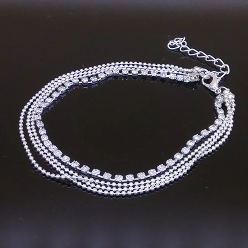 Foreign Fashion Hot Foot Showcase New Summer Hot Models Street Beat Multilayer Metal Chain Crystal Ball Chain Anklet