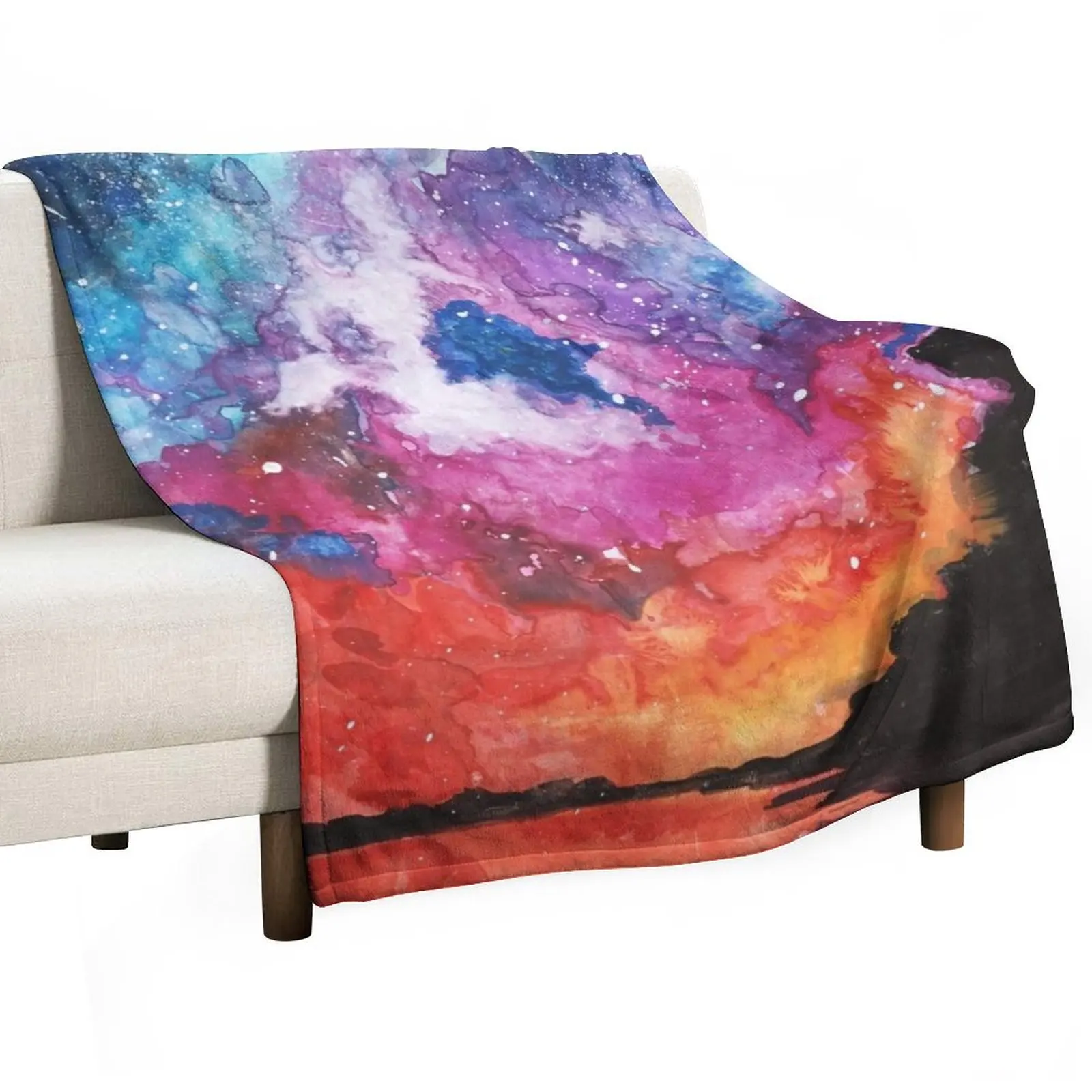 Night Sky - Colour Burst Galaxy Art Throw Blanket For Decorative Sofa valentine gift ideas Luxury Brand Soft Plaid Blankets