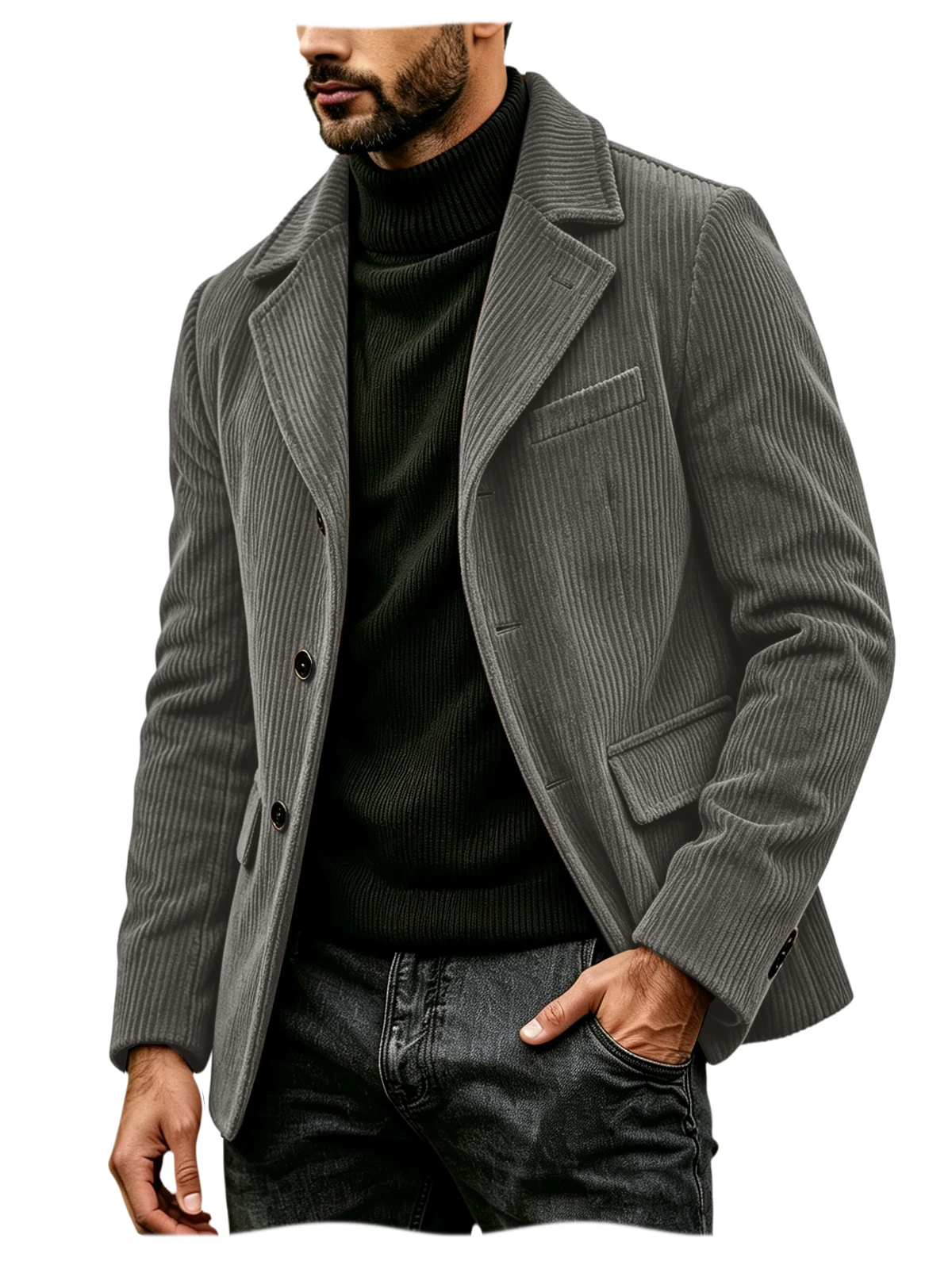 Men's Corduroy Suit Jacket Vintage Notched Lapel Single Breasted Loose Fit Casual Blazer High Quality Fashion Sport Coat Busines 15