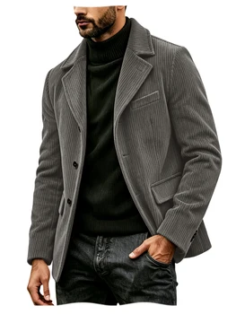 Men's Corduroy Suit Jacket Vintage Notched Lapel Single Breasted Loose Fit Casual Blazer High Quality Fashion Sport Coat Busines 15
