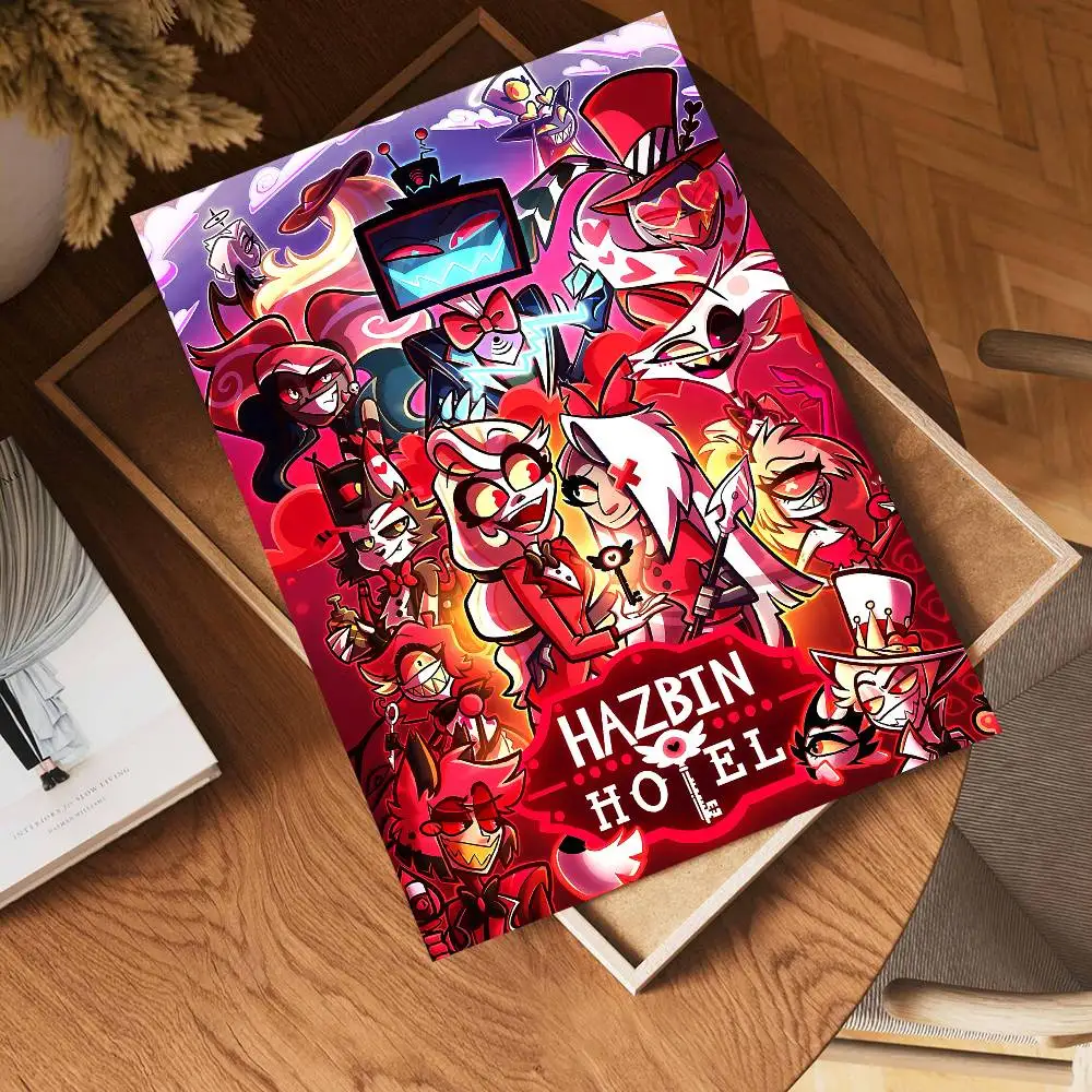 HazbinS H-Hotels أنيمي DIY ملصق لاصق ورق أبيض يطبع الملصقات الفنية خمر اللوحة الزخرفية
