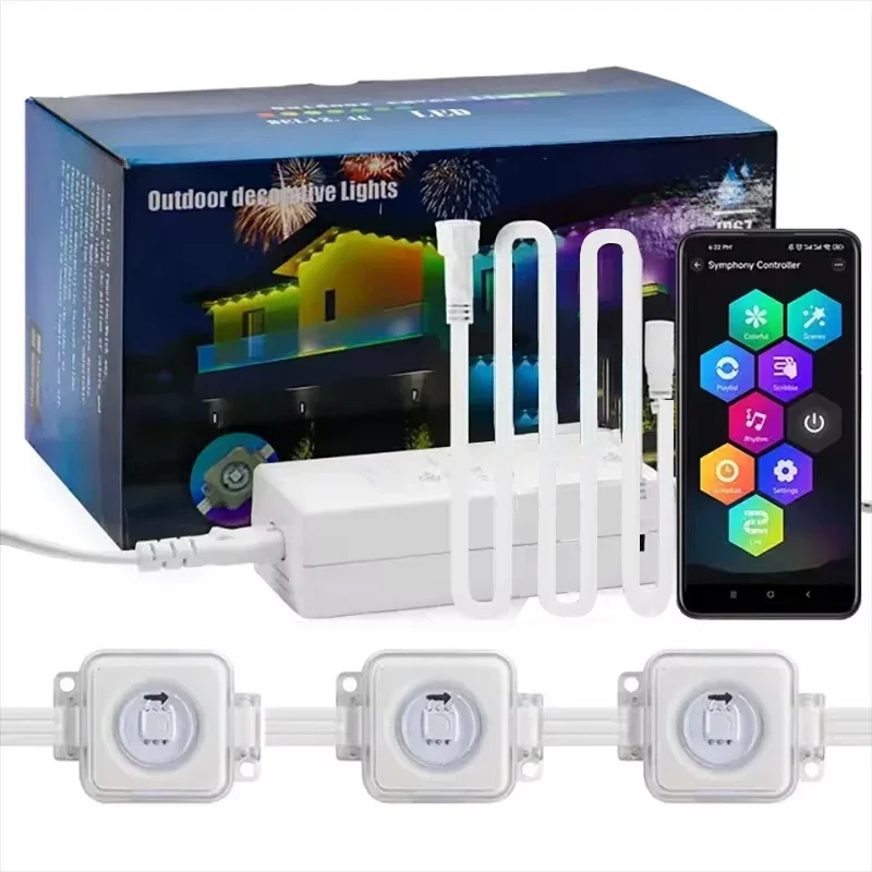 30M RGB-eilampen LED-verlichting Slimme permanente buitenverlichting String APP Bluetooth Vakantie Kerstverlichting Full House Party