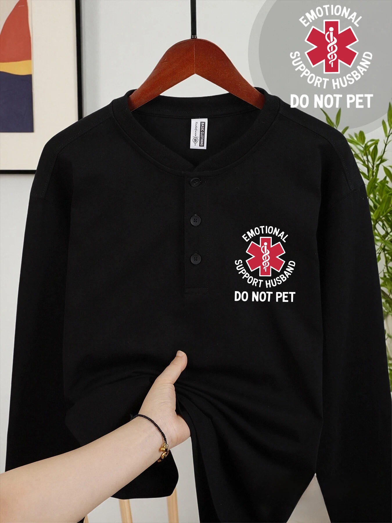 دعم عاطفي الزوج لا الحيوانات الأليفة المطبوعة ذكر هنري قميص موضة المتسكعون طاقم الرقبة بلايز عادية زر الأعمال الملابس #2