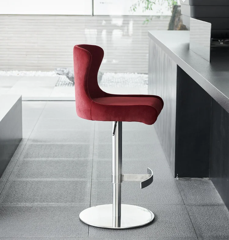 

vbModern Stainless Steel Velvet Bar Stool Swivel Adjustable Footrest Dining Home Hotel Kitchen Island Counter Height Chair*