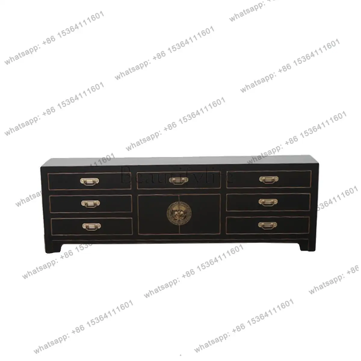 

New Chinese simple black paint TV cabinet post-modern low cabinet floor cabinet