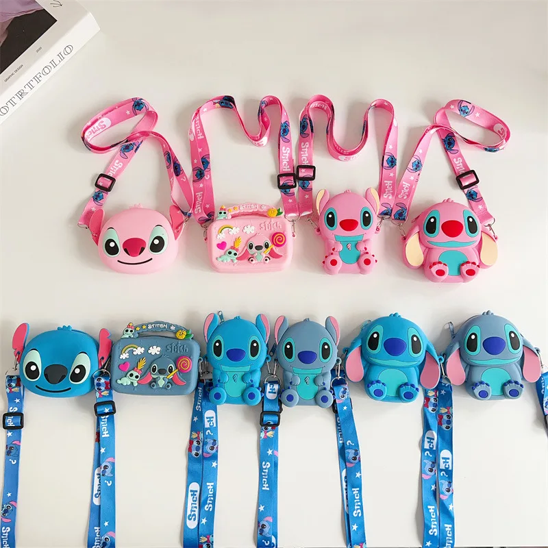 Kawaii Disney Stitch Silicone Coin Purse Cartoon Children's Bag Fashion Mini Minnie Mickey Bag for Girl Birthday Gift