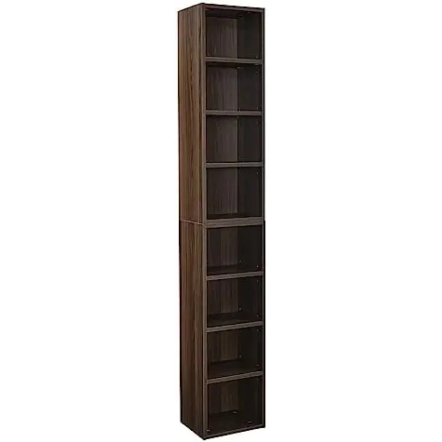 8-Tier Media Storage Tower with Adjustable Shelves - Tall Narrow CD DVD Rack Bookcase for Home Office