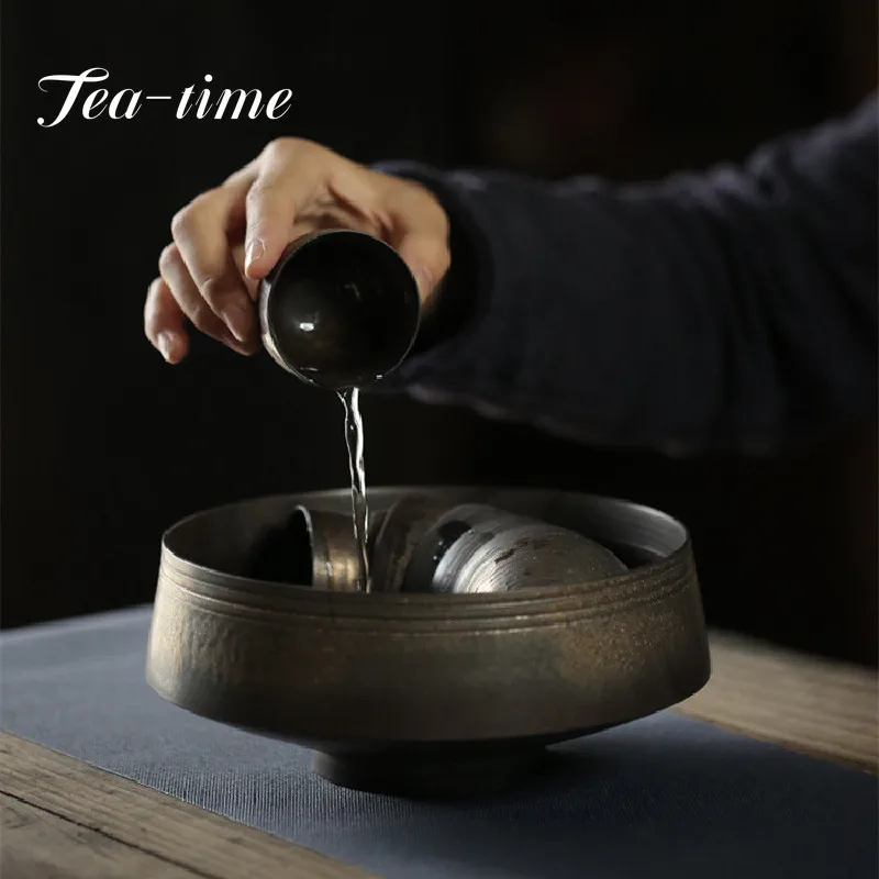 

Handmade Iron Glaze Ceramic Tea Wash Bowl Washing Cup Bowl Water Storage Bowl Tea Cup Container Chinese Jianshui Tea Ceremony