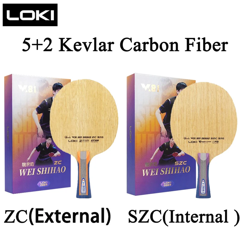 LOKI Table Tennis Blade W81 Series ZC SZC External/Internal 7-Ply Kevlar Carbon Fiber Limba Surface Ping Pong Paddle Racket