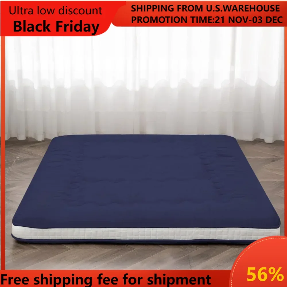 

Japanese Floor Futon Mattress Extra Thick Folding Roll Up Bed Topper Mat for Guest,Lounger and Tavel