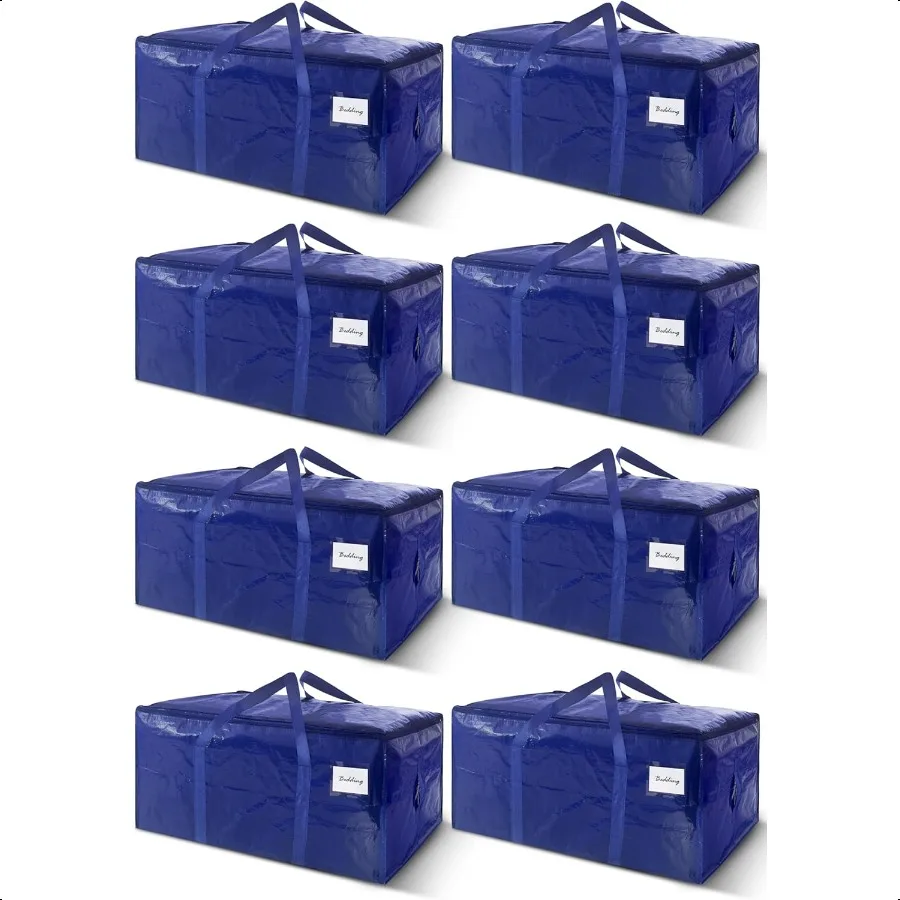 8er-Pack extra robuste große Umzugstaschen mit starken Reißverschluss-Tragegriffen, stabile Aufbewahrungsbeutel für Kleidung, Tragetaschen, Behälter, Verpackungsbeutel