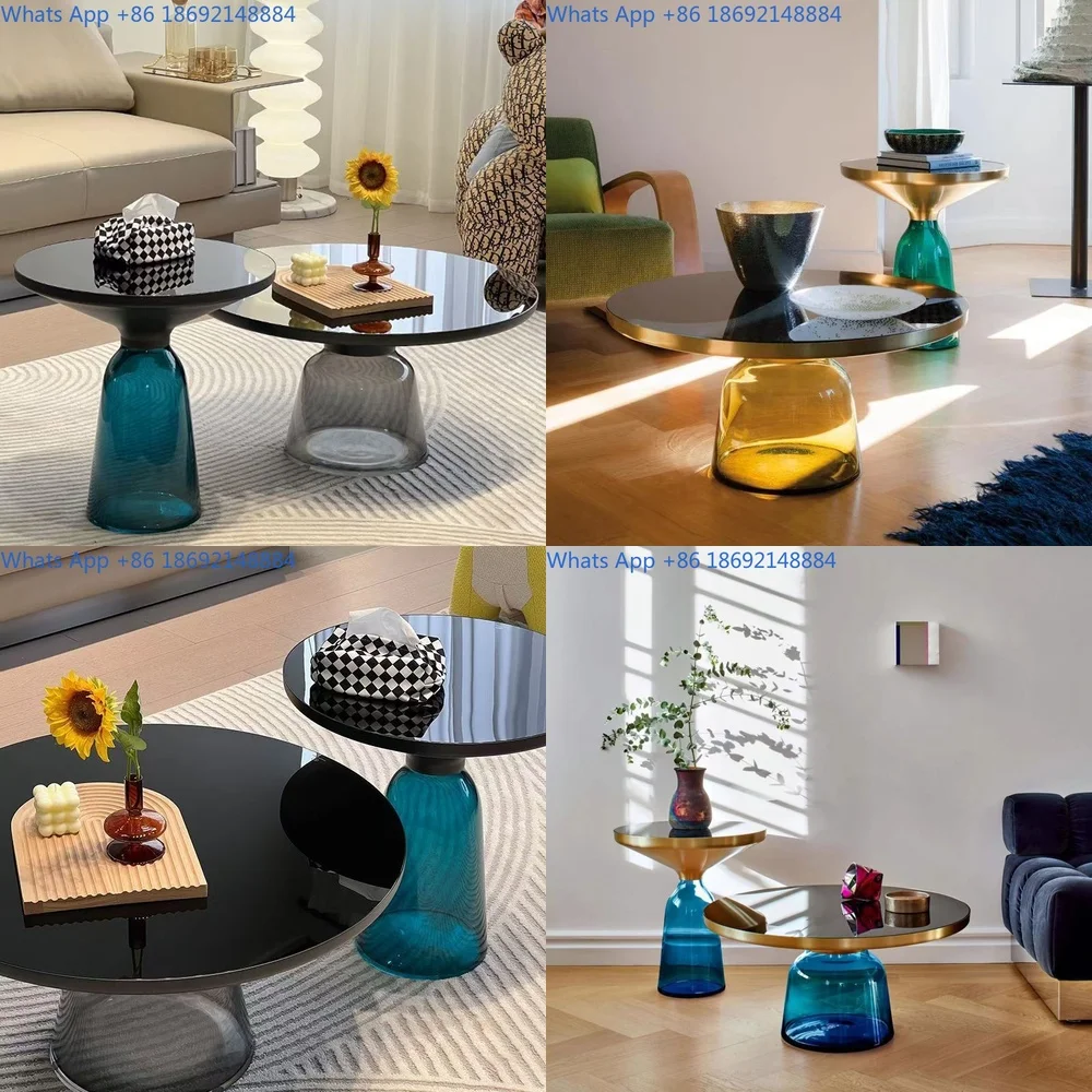 Modern Round Side Table for Living Room Balcony Colorful Portable Luxury Coffee Table
