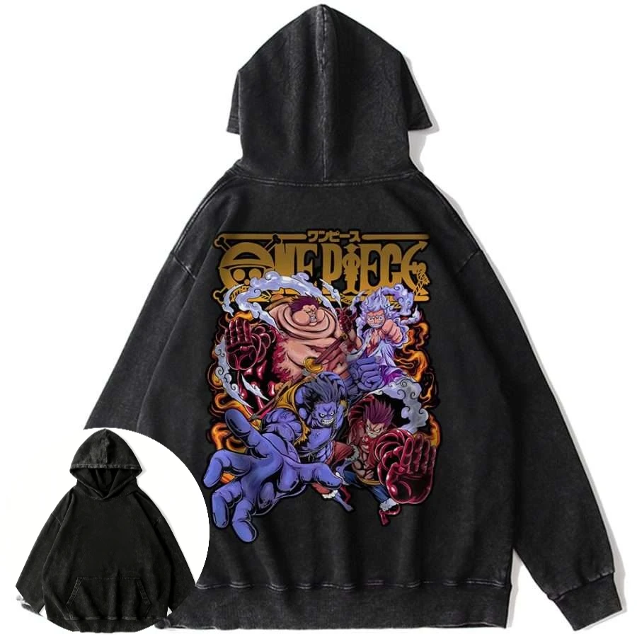 

Mens One Piece Anime Vintage Cotton Hoodie Black Sweatshirt with Roronoa Zoro Character and Purple Flames Back Print Long Sleeve