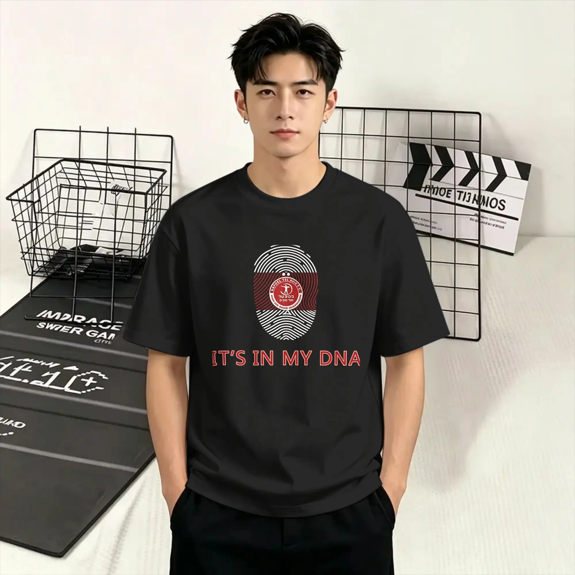 Hapoel Tel Aviv T-Shirts für Herren, Neuheit, 100 % Baumwolle, T-Shirt mit Rundhalsausschnitt, kurzärmelig, Partykleidung – Detail 2