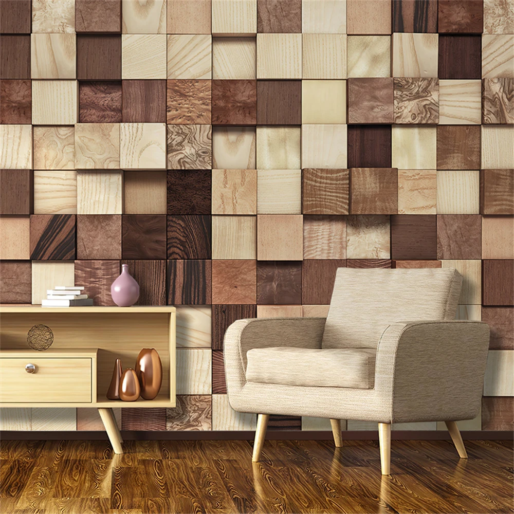 Custom Nordic Simple Geometric Wood Grain Wallpaper for Living Room Bedroom Home Decor Background Wall Painting Wall Paper
