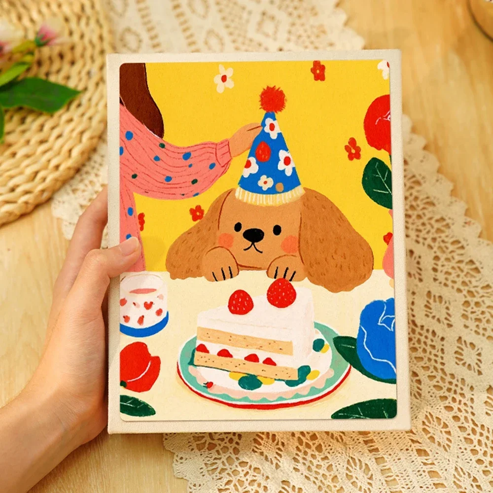 Premium New 6-Inch 200-Page Kids Growth Album Acid-Free Paper Festival Memorial Book for Family Photos & Cards