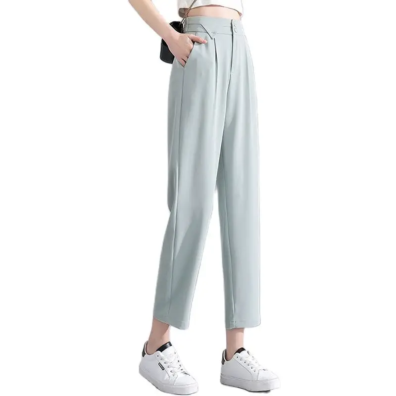 

Suit Pants Women's Spring Summer Pants Nine Points Pants High Waist 2022 New Cigarette Pants Straight Pants Casual Harem Pants