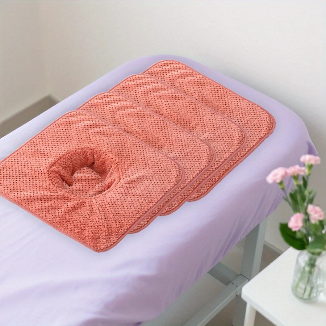 4Pcs Spa Massage Bed Towel Set, Reusable Durable Facial Hole Pillow Covers, Multifunctional Beauty Salon Massage Linens