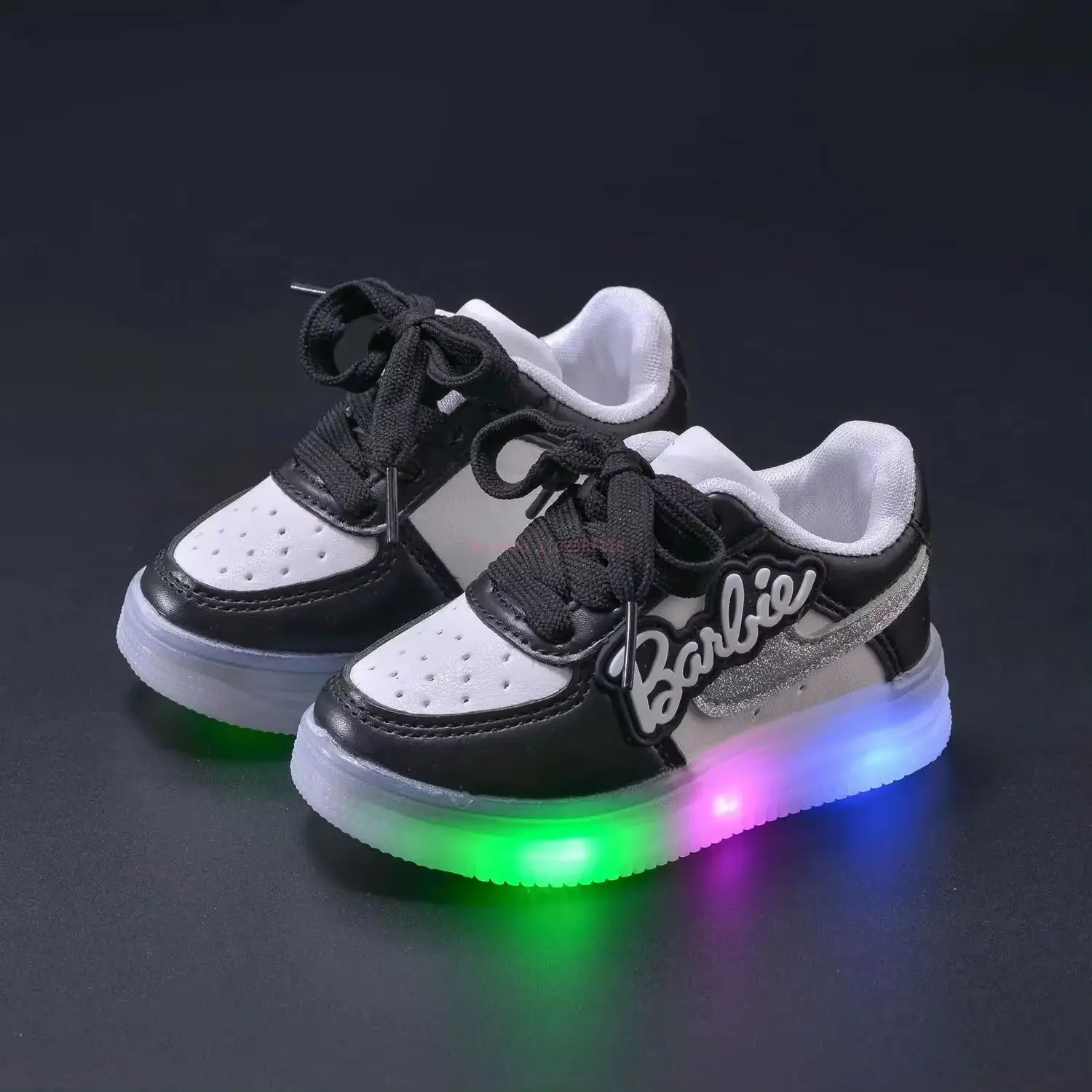 Barbie Shoes Kids Tennis Shoes Girls Led Luminous Sport Shoes Baby Casual Sneakers Cute Children Kawaii Shoes Gift Size 21-30