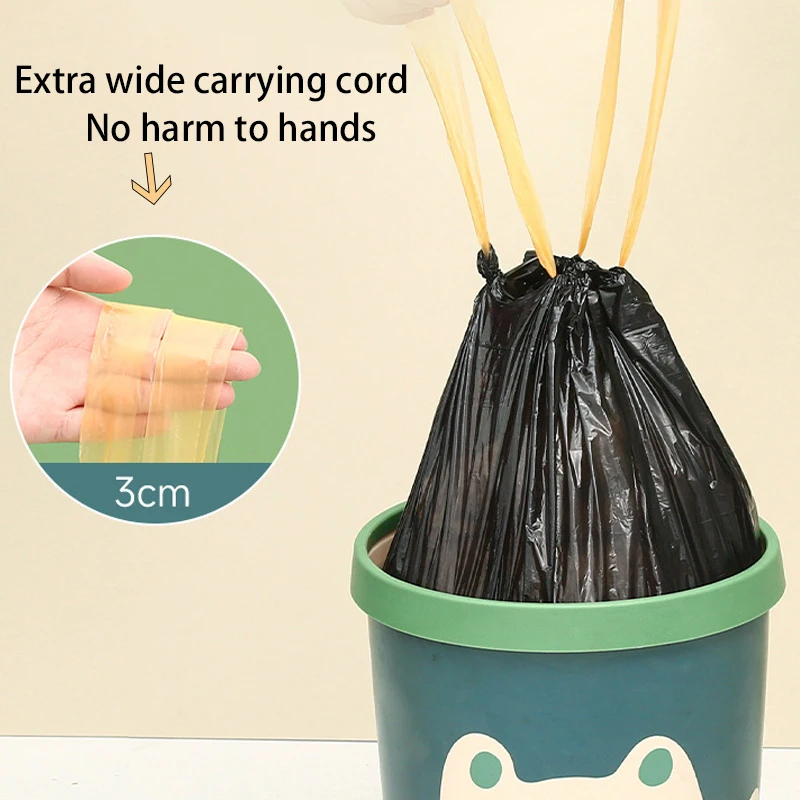 75PCS/Roll Garbage Bags Household Plastic Trash Bag with Drawstring Disposable Trash Bags Household Cleaning Tools