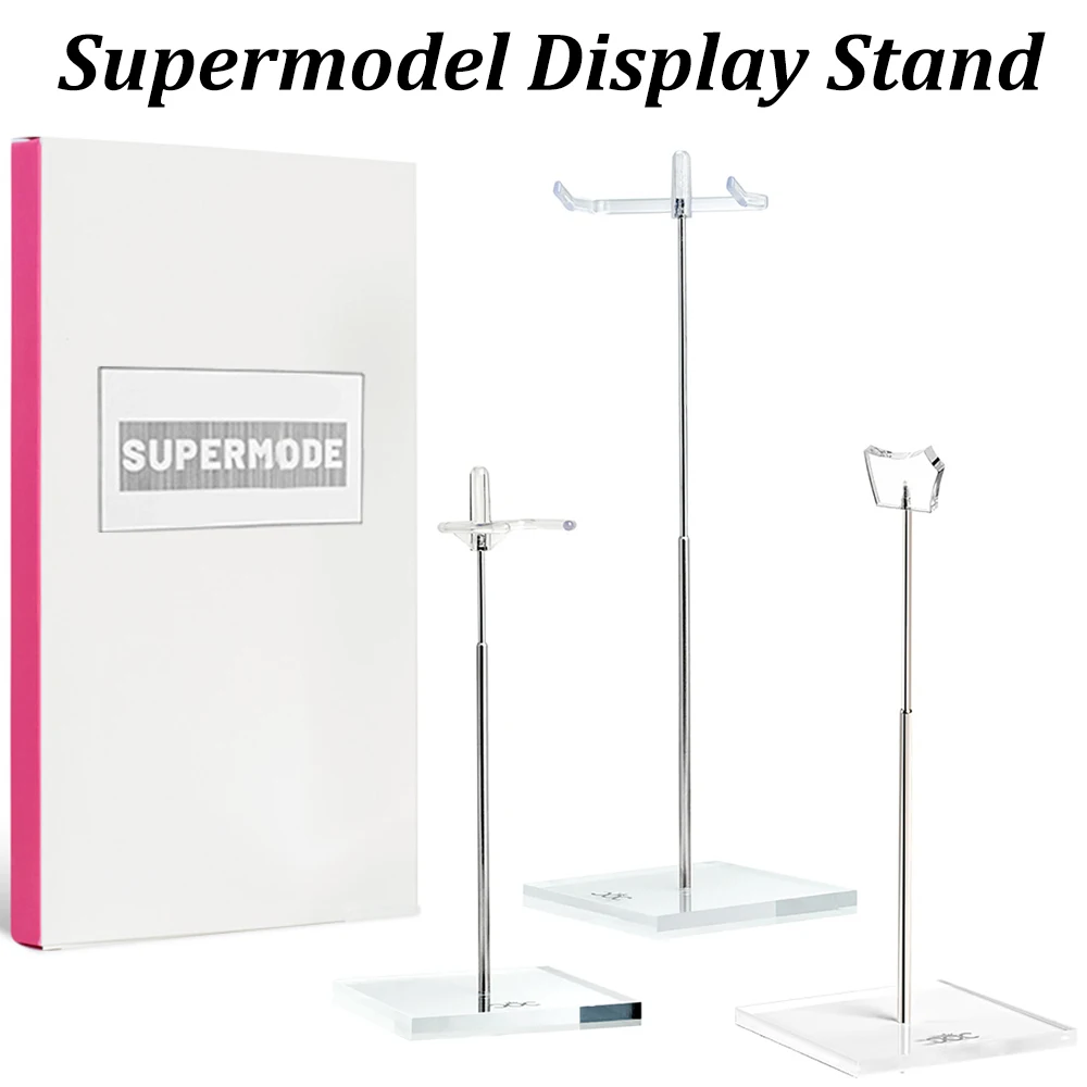Universal Retractable Doll Stand Supermodel Doll Display Stand Metal Support with Clear Acrylic Base for Doll Photography