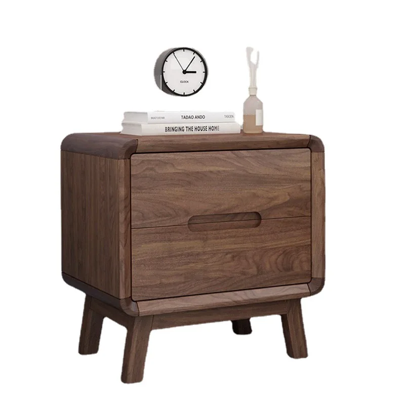 

Nordic storage cabinet, bedroom small cabinet, new Chinese bedside table, solid wood simple black walnut bedside table
