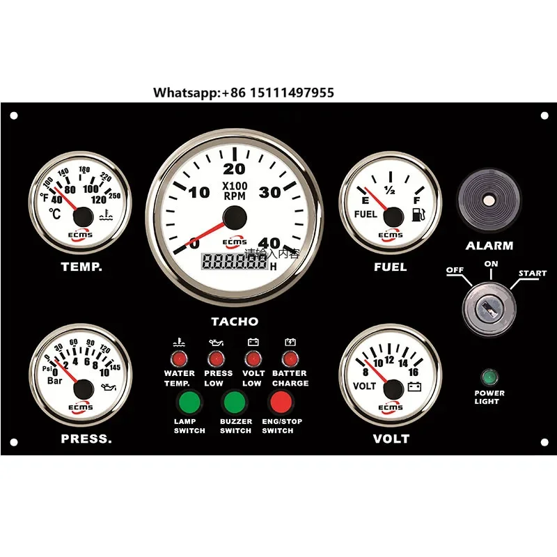 

ECMS 300*190mm Dashboard Control Box Diesel Generator Boat Engine Gauges & Instruments Panels Pressure Gauges